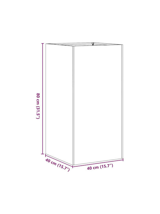 vidaXL Planter Box Metallic White 40x40x80cm.
