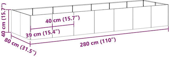 vidaXL Кутия за саксии Метал Silver 280x80x40см.