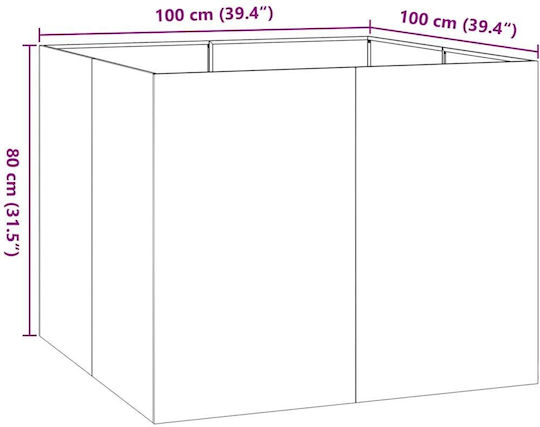 vidaXL Metallic Silver Planter Box 100x100x80cm