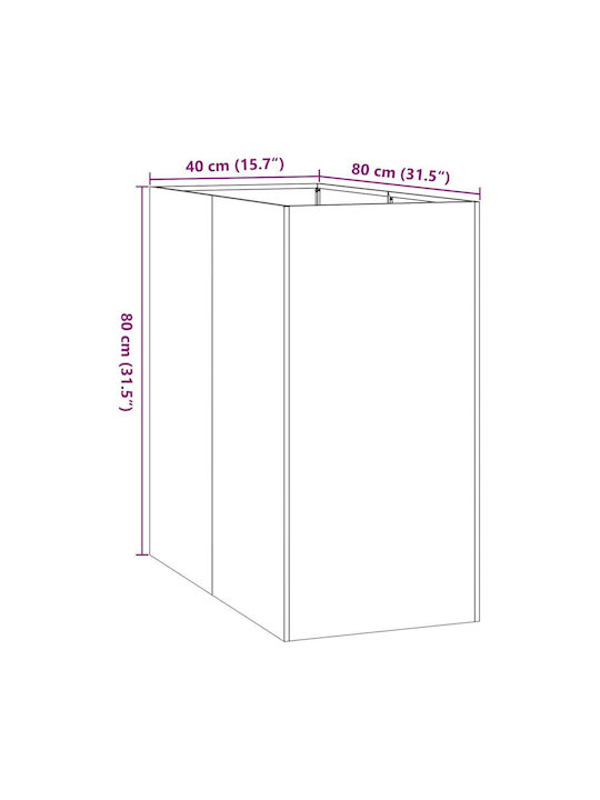vidaXL Ζαρντινιέρα Μεταλλική Ασημι 40x80x80εκ.