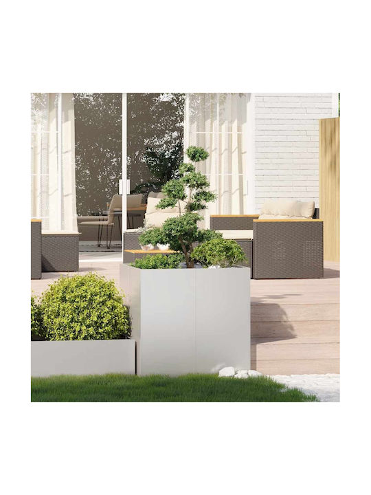 vidaXL Metallischer Silberner Blumenkasten 80x80x80cm
