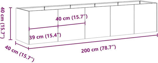 vidaXL Planter Box Metal Cărbune de lemn 200x40x40cm.