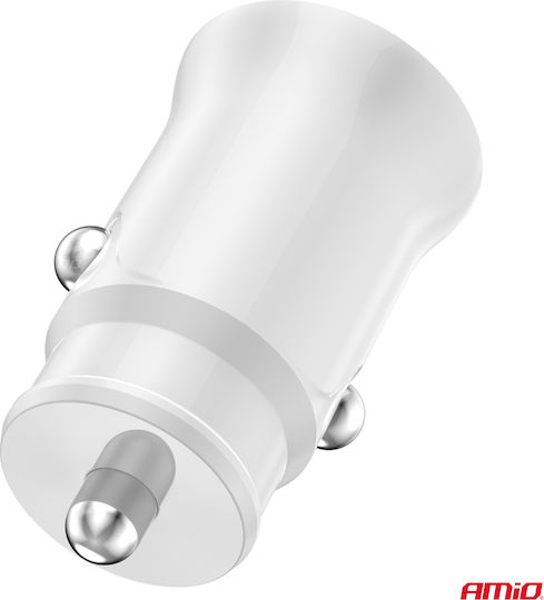 AMiO Car Charger White with Ports: 1xUSB 1xType-C