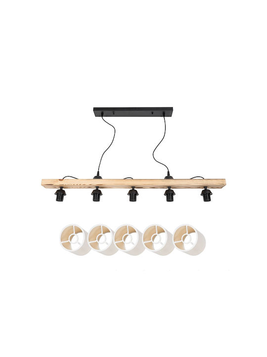 GloboStar Pendant Light White Rail for 5 Bulbs E27 100x15x73cm