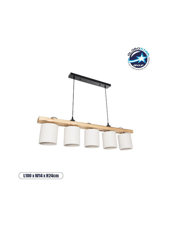 GloboStar Pendant Light White Rail for 5 Bulbs E27 100x15x73cm