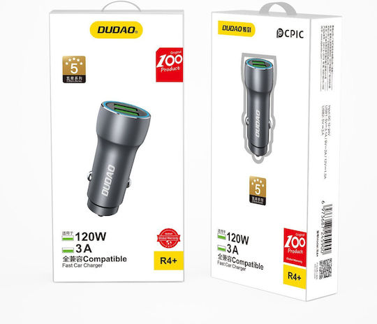 Dudao R4+ Auto-Ladegerät 18W 3A mit Anschlüssen: 2xUSB Schwarz Farbe