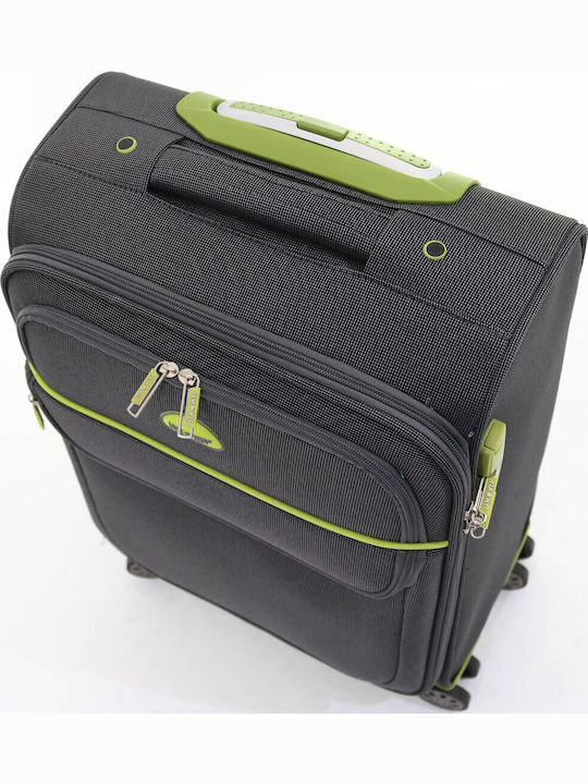Lamonza Superlight Βαλίτσα Ταξιδίου Καμπίνας Υφασμάτινη Gray / Green με 4 Ρόδες Ύψους 55εκ.