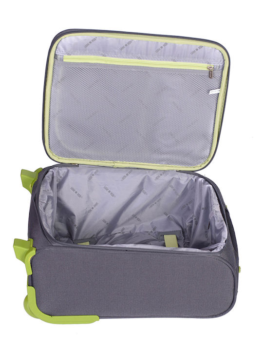Lamonza Superlight Kabinenreisekoffer Weichschalen Gray / Green mit 2 Räder Höhe 40cm