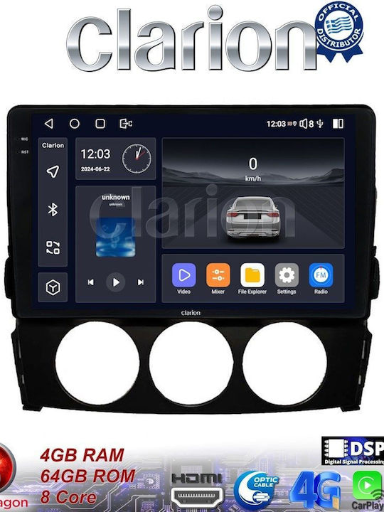 Clarion Ηχοσύστημα Αυτοκινήτου για Mazda MX-5 2005 > 2015 (Bluetooth/USB/WiFi/GPS/Apple-Carplay/Android-Auto) με Οθόνη Αφής 9"