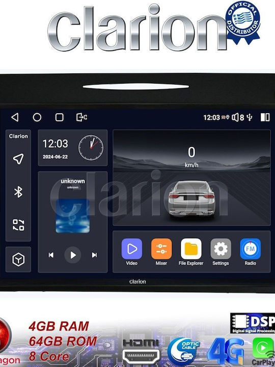 Clarion Car Audio System for Mercedes-Benz SLK 2004-2010 (Bluetooth/USB/WiFi/GPS/Apple-Carplay/Android-Auto) with Touch Screen 9"