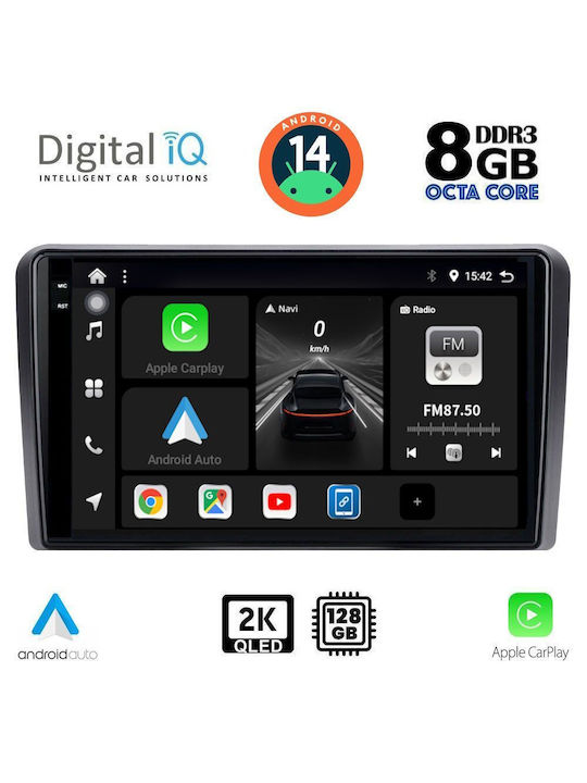 Digital IQ Car Audio System for Audi A3 2003-2012 (Bluetooth/USB/AUX/WiFi/GPS/Apple-Carplay/Android-Auto) with Touch Screen 9"