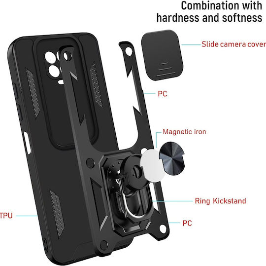 Techsuit Camshield Задна корица Силикон Черен (Galaxy Note 9Redmi Note 9S / 9 Pro / 9 Pro MaxOnePlus 9 Pro)