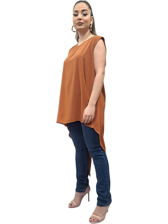 Damen Sommer Ärmellose Braune Bluse