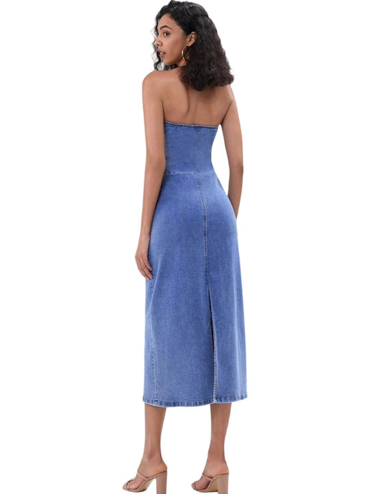 Γυναικείο Strapless Τζιν Φόρεμα Γαλαζιο Γυναικείο Strapless Τζιν Φόρεμα Γαλαζιο