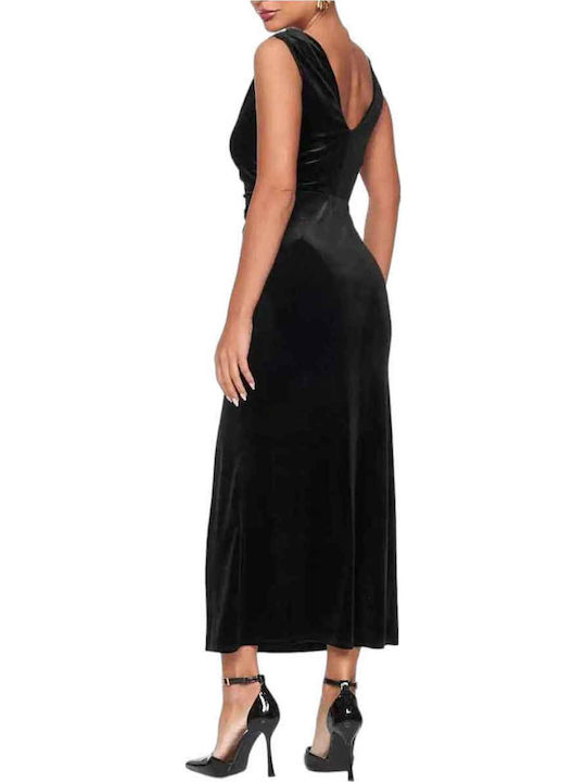 Midi Abendkleid Samt mit Tränen Schwarz, Bordeaux, Braun