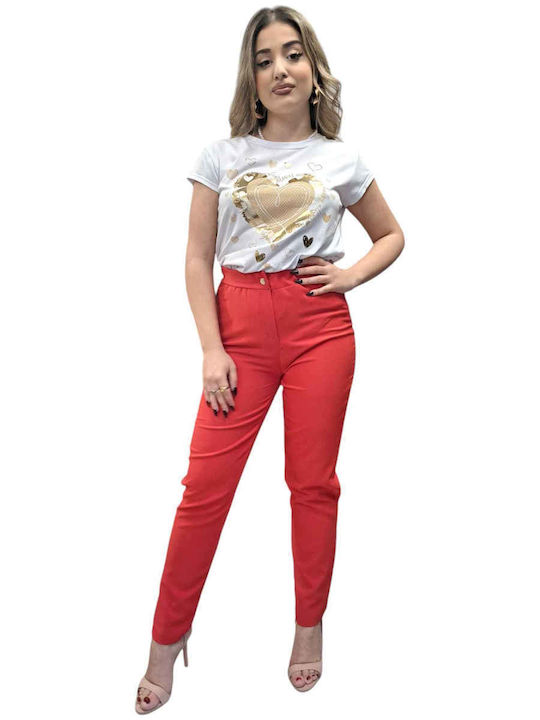 Women's Fabric Trousers Red