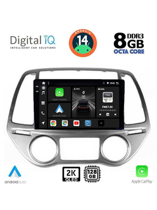 Digital IQ Car Audio System for Hyundai i20 2008-2012 with Clima (Bluetooth/USB/AUX/WiFi/GPS/Apple-Carplay/Android-Auto) with Touch Screen 9"