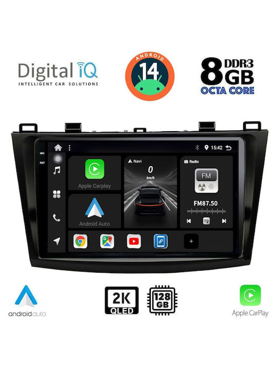 Digital IQ Sistem Audio Auto pentru Mazda 3 2009-2014 (Bluetooth/USB/AUX/WiFi/GPS/Apple-Carplay/Android-Auto) cu Ecran Tactil 9"