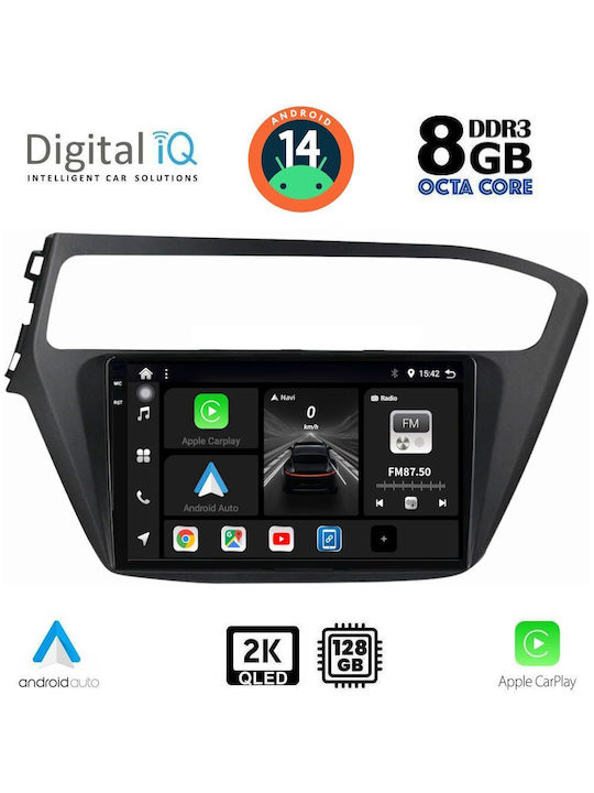 Digital IQ Car Audio System for Hyundai i20 2019-2021 (Bluetooth/USB/AUX/WiFi/GPS/Apple-Carplay/Android-Auto) with Touch Screen 9"