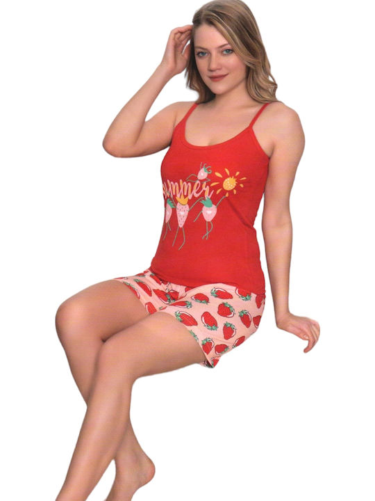 Remix Sommer Damen Pyjama-Set Rot