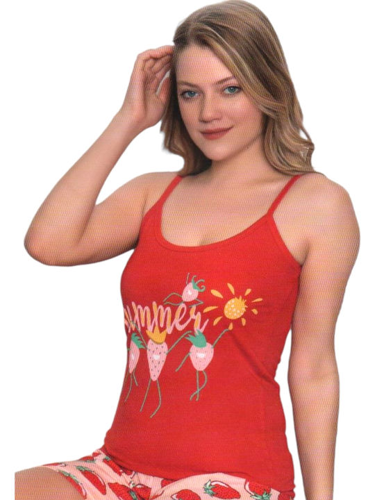 Remix Sommer Damen Pyjama-Set Rot
