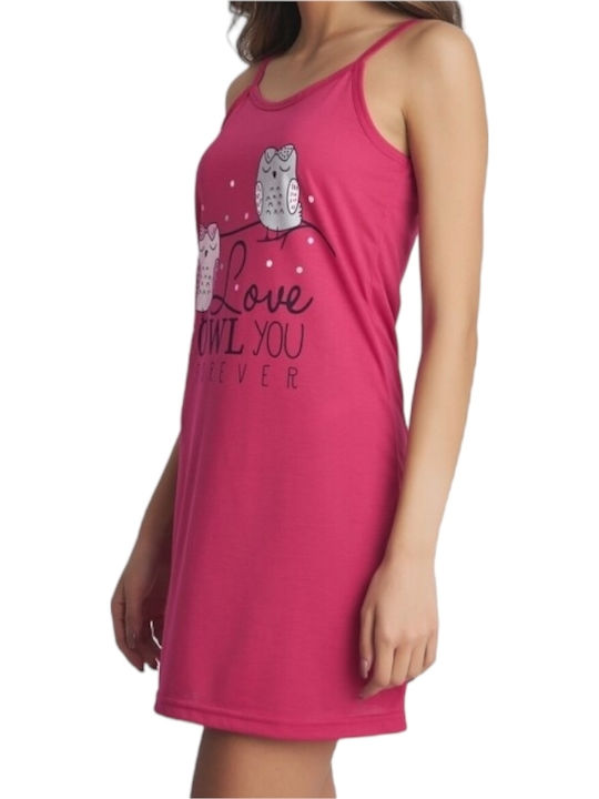 Remix Sommer Baumwolle Damen Nachthemd Fuchsie