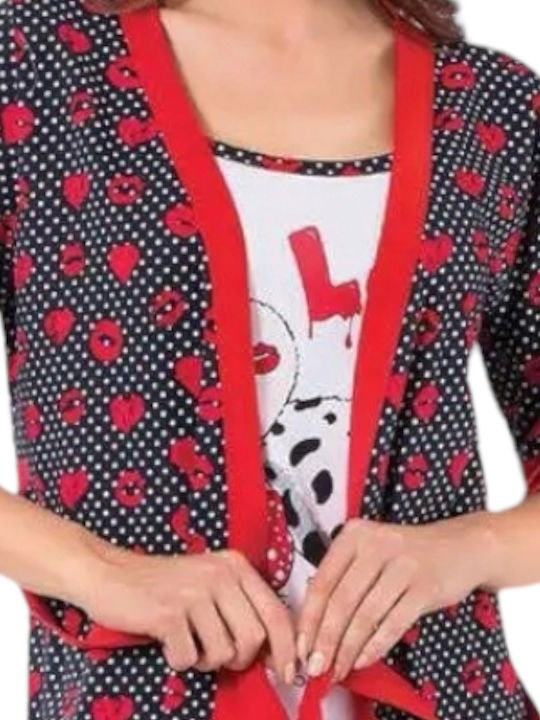 Remix Sommer Damen Pyjama-Set Rot