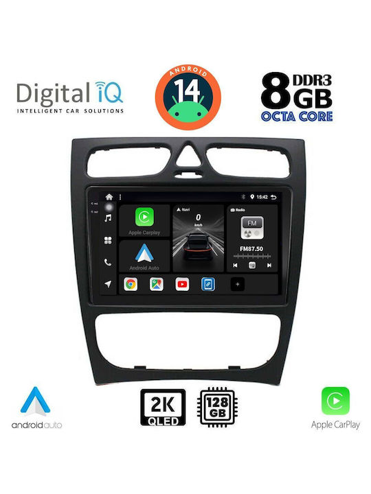 Digital IQ Car Audio System for Mercedes-Benz C Class 1999-2004 (Bluetooth/USB/AUX/WiFi/GPS/Apple-Carplay/Android-Auto) with Touch Screen 9"