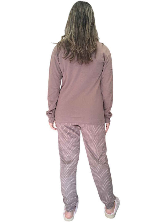 Remix Winter Damen Pyjama-Set Pink, Brown