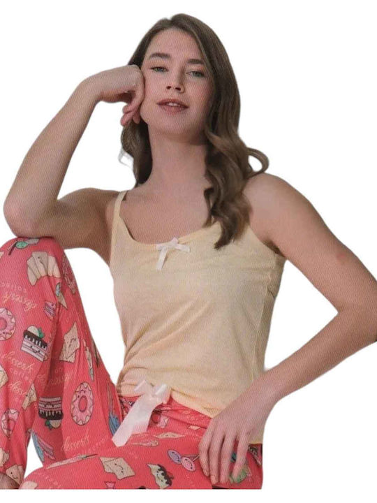 Remix Sommer Damen Pyjama-Set Yellow (yellow/pink)