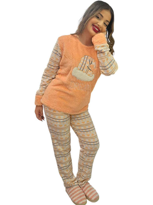 Remix Remix Damen Schlafanzug & Pyjamas Winter Orange