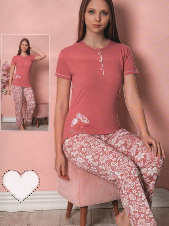 Remix Sommer Damen Pyjama-Set Rosa