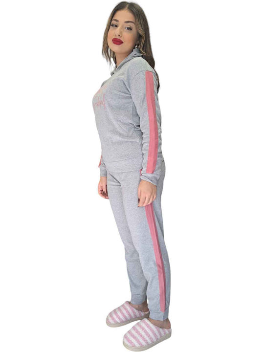 Remix Winter Damen Pyjama-Set Grey, Pink