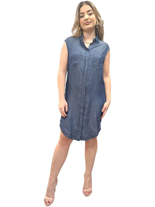 Fără mâneci Femei Denim Cămașă Albastru Monocrom