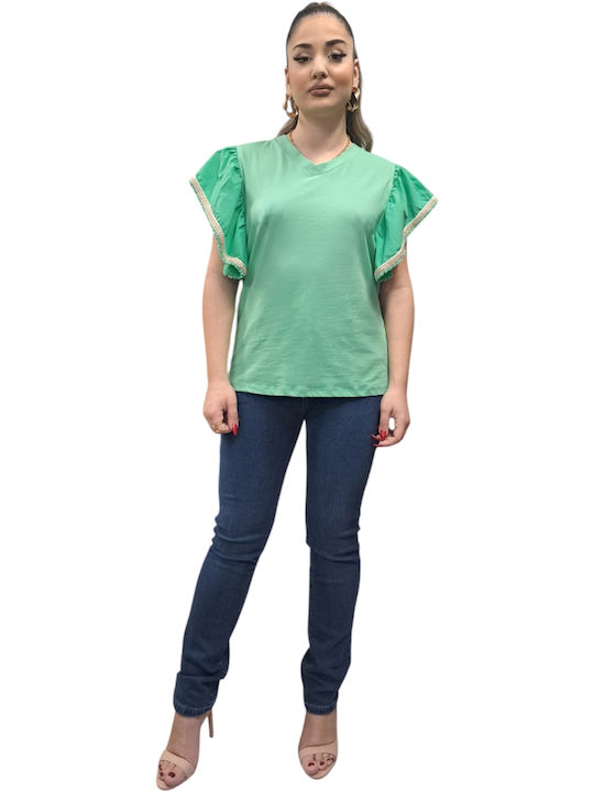 Damen Oversized T-Shirt Light Green