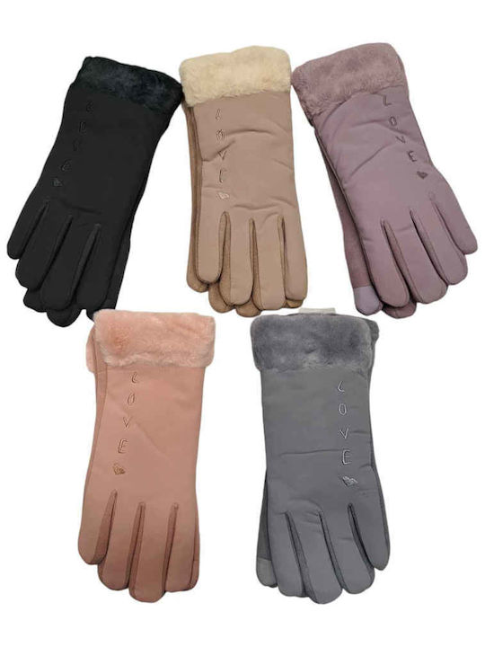 Remix Women's Gloves with Fur Pink