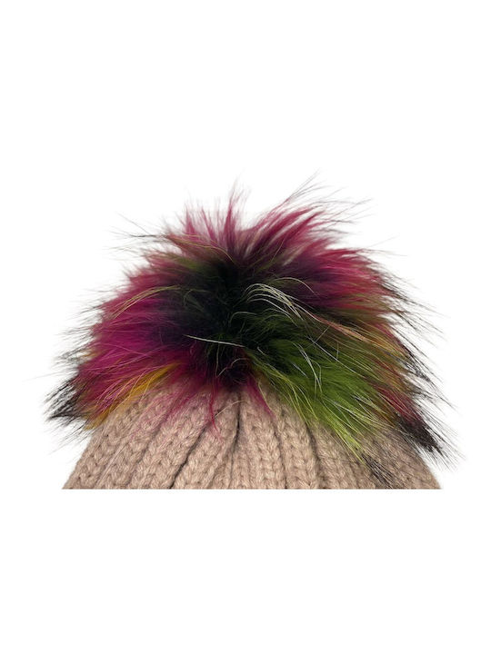 Ribbed Beanie Cap Pink