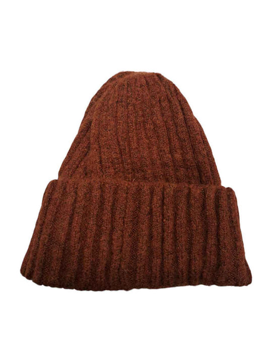 Beanie Γυναικείος Σκούφος Πλεκτός σε Καφέ χρώμα