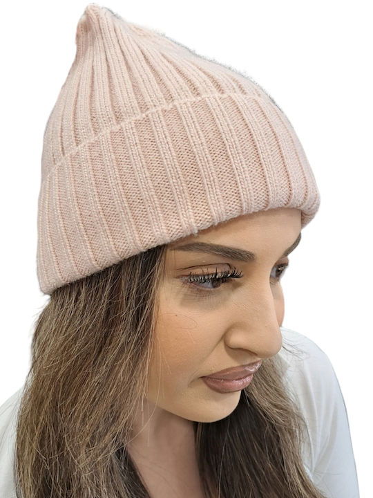 Beanie Γυναικείος Σκούφος Πλεκτός σε Ροζ χρώμα