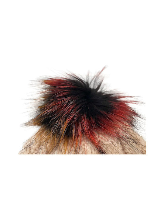 Pom Pom Beanie Γυναικείος Σκούφος με Πλεξούδες σε Μπεζ χρώμα