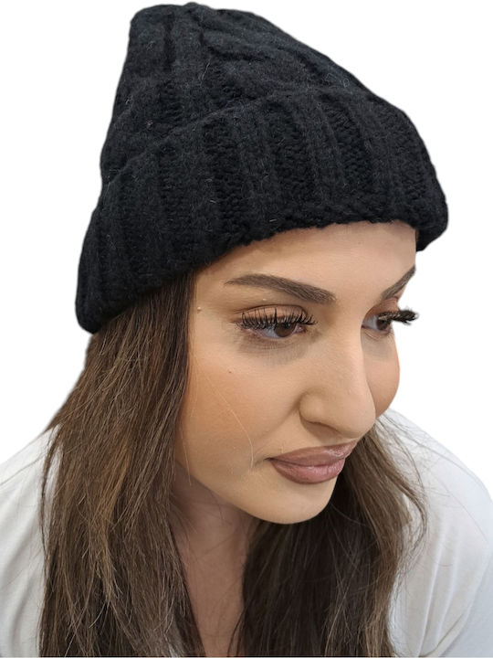 Beanie Γυναικείος Σκούφος Πλεκτός σε Μαύρο χρώμα