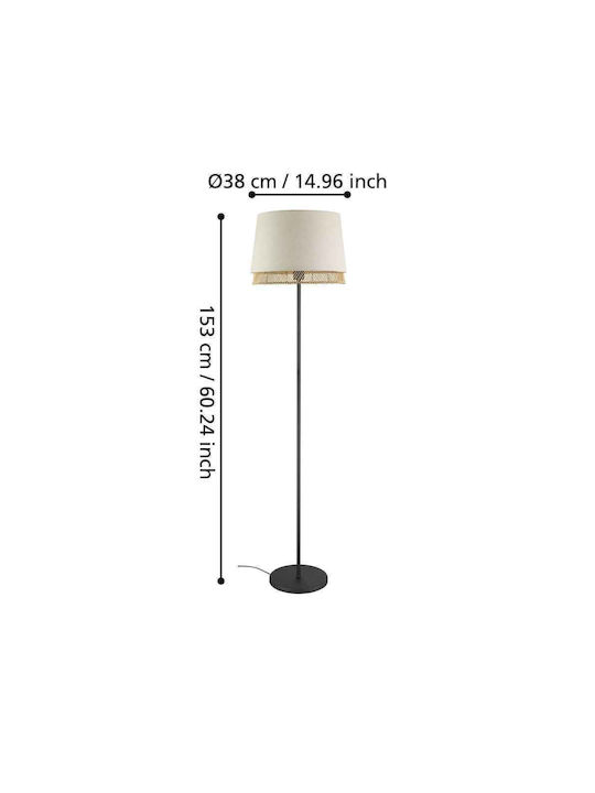 Eglo Tabley Floor Lamp H153xW38cm. with Socket for Bulb E27 Beige