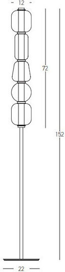 Zambelis Lights LED Floor Lamp H152xW12cm. with Warm White Light 1050lm Gold