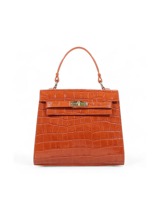 Passaggio Leather Leather Women's Bag Tote Hand Orange