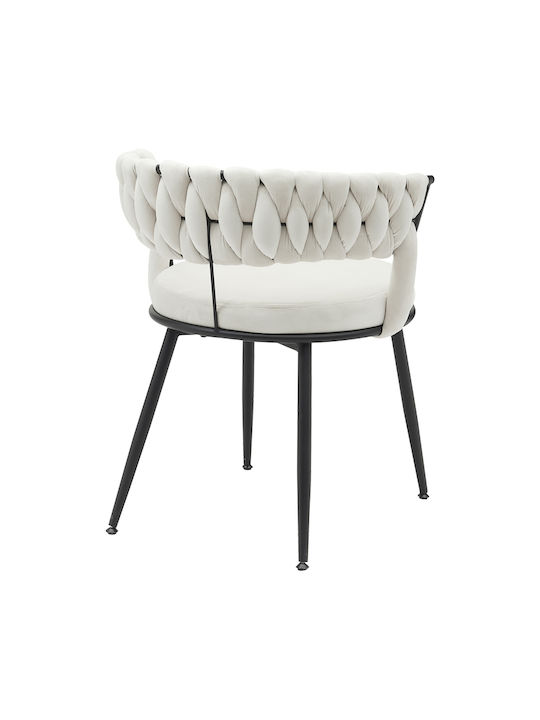 Alkia Dining Room Velvet Chair Beige 60x57x68cm