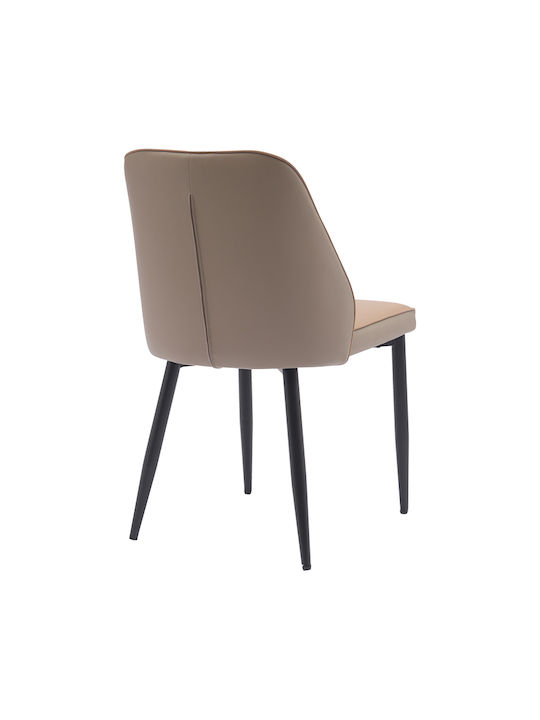 Onyer Dining Room Artificial Leather Chair Brown-grey 48x60x83cm