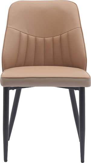 Onyer Dining Room Artificial Leather Chair Brown-grey 48x60x83cm
