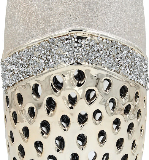 Vază ceramică Φ13x30 cm Champagne Strass Keskor 07721