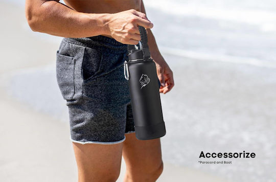 Cool'NMore Jet Μπουκάλι Θερμός Ανοξείδωτο BPA Free 1.2lt Jet Black με Επιστόμιο, Θηλιά, Καλαμάκι και Λαβή