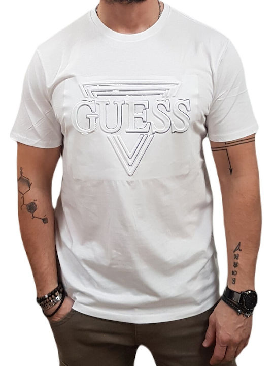 Guess Triangle Tricou Alb